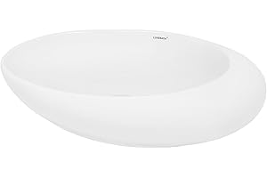 ECD Germany Vasque à Poser Lavabo Salle de Bain - Ø 585 x 375 mm - en Céramique - Ovale - Blanc - Vasque Salle de Bain Lave-Mains Évier - Lavabo à Poser sur Meuble Salle de Bain - Design Modern