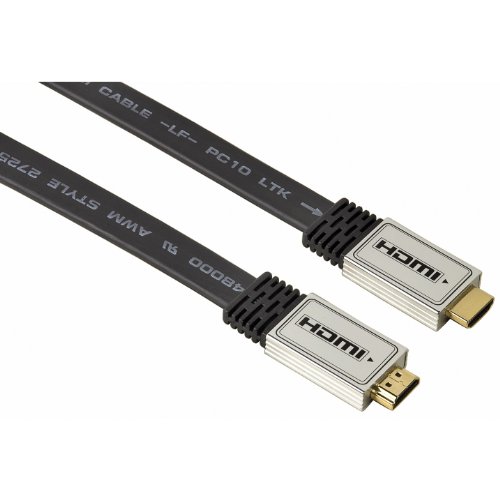 Hama Flachbandkabel HDMI-Stecker, HDMI-Stecker, 0,75 m, schwarz
