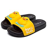  HSNA Zapatillas de Ducha para Niños Chanclas Piscina Niña Sandalias de Baño Antideslizantes (Negro N°21)