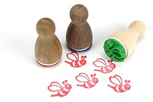 Stemplino® Mini sello – Diseño de abeja, 12 mm de diámetro, sello de madera para niños, sello Bullet Journal sello con diseño de abejas