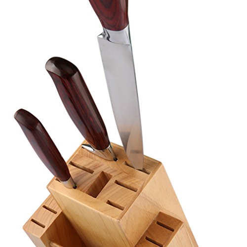 SHINY HOME® Professional Messerblock für14-tlg Messerset Block Messerhalter natur universal Holzblock Messerständer - 8