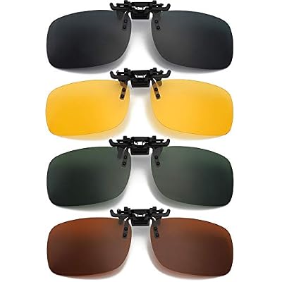 Hifot Clip Solaire 4 pièce, Clip Lunettes de Soleil Polarisées, surlunettes de Soleil pour Hommes Femmes pour la Conduite et Les Activités de Plein air