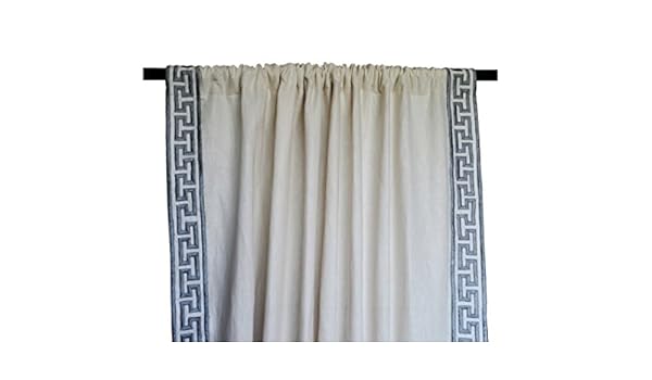 Mix Amore Beaute Handcrafted Ivory Linen Curtain Panel In Grey