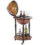 Gemälde auf der Innenseite Globusbar HWC-T874, Minibar Hausbar Weinregal, Weltkugel rollbar Eukalyptusholz