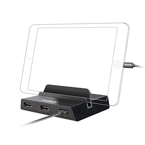 Inateck 4-Port 36W (4x 5V/2.4A) Schnelle USB Ladestation mit familiengeeignetem Desktop-Ladegerät für Apple & Android Smartphones, Tablets und andere USB-ladende Geräte EU-Stecker, Unterstützung von USB-Ladeprotokoll BC1.2 - Schwarz