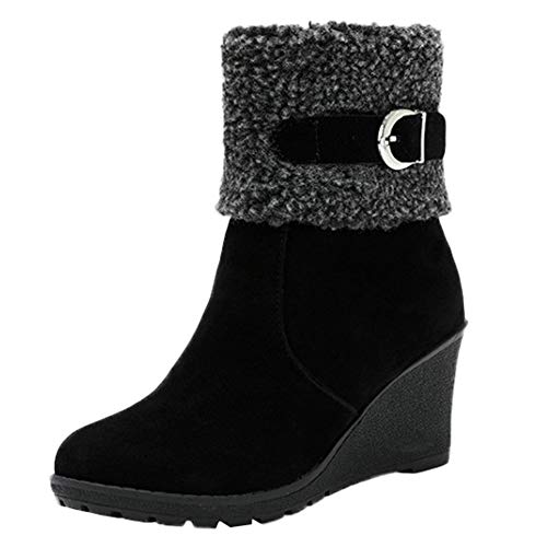 Preisvergleich Produktbild Damen Stiefel,Binggong Damen Kurze Schnalle Reißverschlusskeile Hochhackige Plattform Schneestiefel