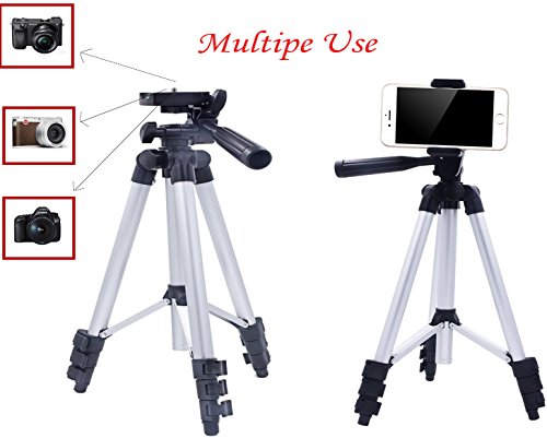 Phone Stativ,42 Zoll Leichtes Aluminium Telefon Kamera Stativ fÃ¼r Handy-Stativ Universal Smartphone Halter Mount mit Bluetooth FernauslÃ¶ser und Flexible & Hard Stand (Silber)