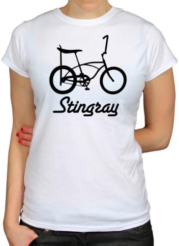 Stingray Bike Retro Lowrider Bicycle Girls Skinny T-Shirt, White , X-Large