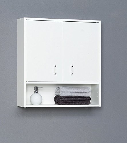 Dreams4Home Badezimmer Hängeschrank 'Turin' weiß Hängeregal breit 65 x 70 x 18,5 cm
