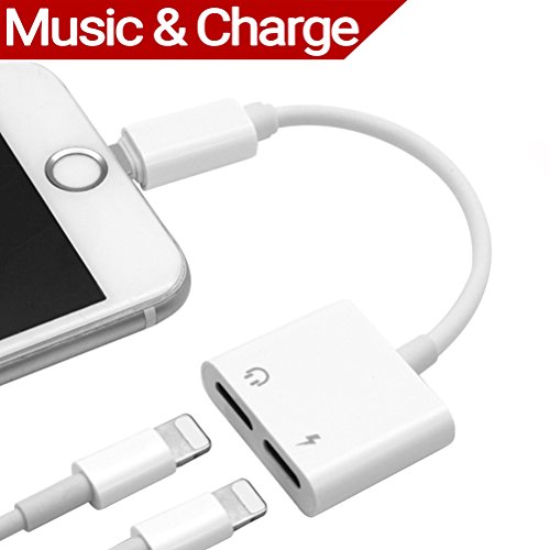 Adaptateur Accessoires pour iPhone X  iPhone 8 8 Plus iPhone 7 7 Plus  2 en 1 Lightning Adaptateur et Splitter C  ble Adapteur Lightning vers Double Lightning Port Casque Audio   Charge Simultan  ment Pour Apple Compatible pour iOS 10 3   11or Plus