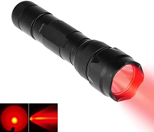LiteMax WF-502B Tactical Torch Flashlight CREE Red LED Light High Lumens Powered 1 mode Coyote Hog Hunting Light Torch Utra Birght Handheld Lamp Portable, Water Resistance (Battery not included)