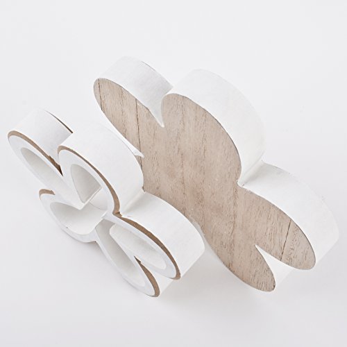 Blume 2er Set Cosy Design Deko Objekt Holz 12-15cm (Weiss Natur) - 2