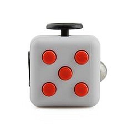 Fun Fidget Cubes 6 Sided Cube Adult Anxiety Stress Relief Cube Toys Gift-White/Orange