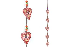 LOUDelephant Hanging Mobile Decoration String of Hearts - Red (Brown String)
