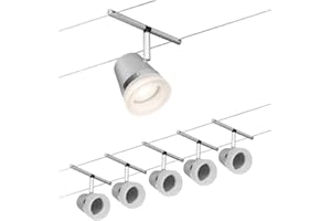Paulmann CorDuo, sistema di cavi per faretti, 94459, set di base Cone, massima CC 5 pezzi da 10 Watt l’uno, estensibile, cromato, opaco, cavi, in plastica, GU 5,3, senza lampadine