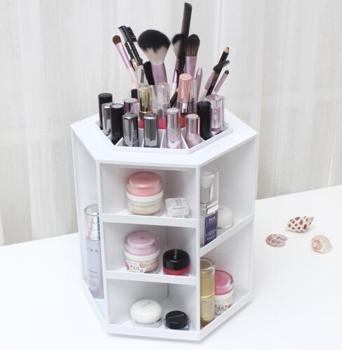 Homdox 360 Grad Drehbare Multifunktionale Kosmetik Ständer Aufbewahrungbox Make up Organizer Aufbewahrungsbehälter Kosmetikregal (Weiß) - 7