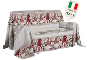 Biancheria&Casa Arredo Facile con copridivano Telo gnomi Paesaggio Invernale, Fiabe, Natale : Colore - Rosso, Misura - cm 250x290