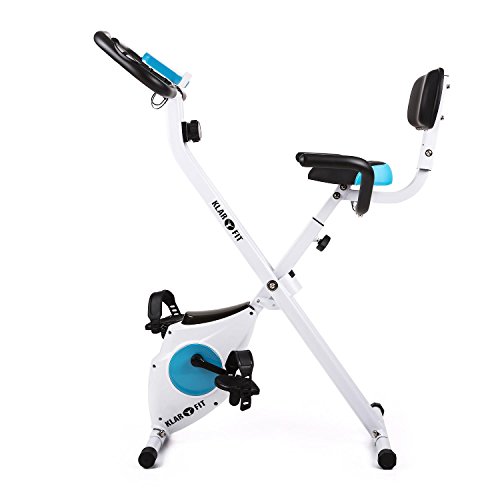 Klarfit Azura Ergometer Heimtrainer für Ausdauertraining, Fitnessfahrrad ( bis 100 kg belastbar, 8-stufiger Widerstand, Trainingscomputer, Pulsmesser) weiß-blau - 4