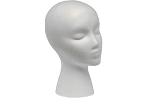 HEMORE Styrofoam Head, 11inch Foam Wig Head, Female Foam Mannequin Head, Wigs Display Stand Holder, Manikin Cosmetics Model Head for Wigs, Glasses, Hats & Hairpieces
