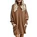 Produktbild MYMYG Damen Stricken Langarmshirt Mode Frauen Solide Oansatz Tasche Lange Solide Baggy Jumper Langarm Casual Lose Pullover Bodycon Casual O-Ausschnitt Sweatshirt