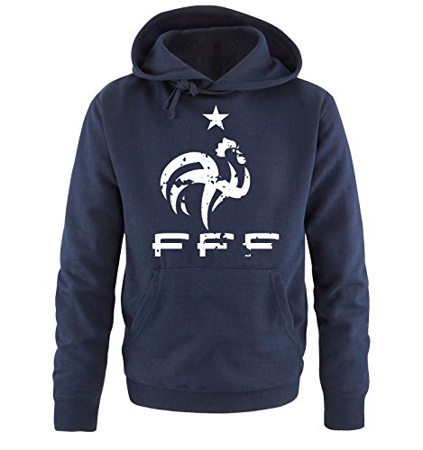 Comedy Shirts EM 2016 – Frankreich – Wappen – Vintage – Herren Hoodie – Navy/Weiss Gr. S
