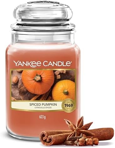 Yankee Candle Candela Profumata | Grande Barattolo Spiced Pumpkin| Candele a Lunga Durata: fino a 150 Ore | Regalo Perfetto per Donne