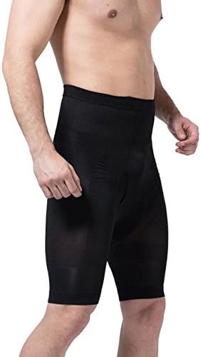 TiaoBug Mens Compression Body Shaper Hi-Waist Leg Slimming Tummy Control Shapewear Running Shorts Black Medium (Waist: 14.0-27.5")