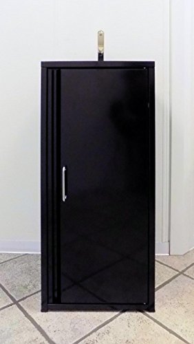 BBT@ / Mobiles Waschbecken im Stahlblech-Schrank Schwarz / Sofort einsatzbereit / Inklusive Edelstahl-Spüle, Tauchpumpe, Netzteil, Wasserhahn, Staufach, große Kanister für Frischwasser und Abwasser / Spülbecken Handwaschbecken Waschstation Camping - 2