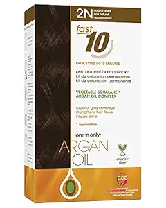 One n Only Argan Oil Fast 10 Permanent Hair Color Kit 2N Natural Black, Gray Hair Coverage in 10 Minutes, Helps Maintain Natural Moisture Balance, Advanced Micro-Pigments for Natural Tones