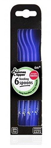 Tommee Tippee Essential Basics Feeding Spoons 6 Pack Baby Toddler Spoon Purple