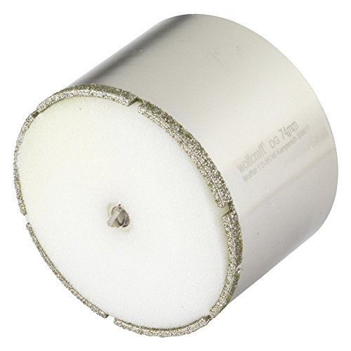 Wolfcraft 5932000 1 Diamant-Lochsäge Ceramic mit Schwamm, 10 mm Schaft Ø 74