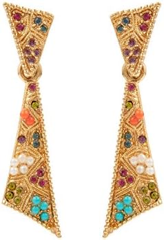 Susan Caplan 1980s Vintage D'Orlan Colourful Swarovski Crystal Drop Clip-On Earrings
