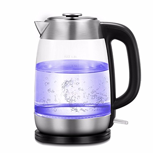 YSSAMM Bouilloire lectrique de bouilloire lectrique en verre de mnage de bouilloire lectrique de bouilloire d'acier inoxydable 1.8L 1500W