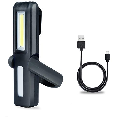 Linterna Taller Lampara led Recargable?HTBAKOI Luz de Trabajo Portatil Mecanico Superbrillante Dual Luz Modo(LED + COB) con Base Magnética 360º Gancho para Coche Hogar Camping Carro Negro