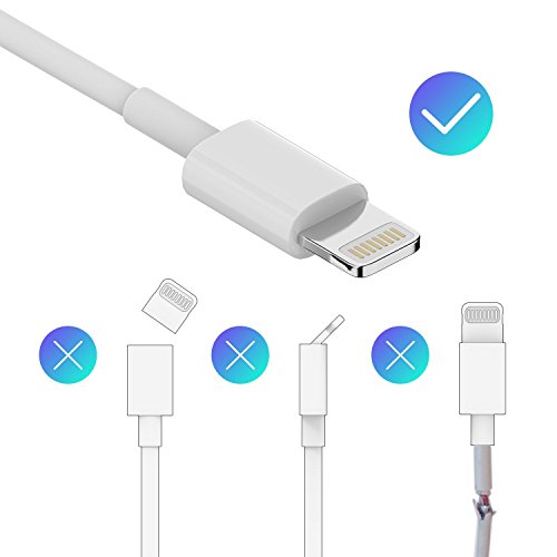 iVoler Caricatore da Muro (2.4A) con Cavo USB (1m) per Ricarica e Trasferimento Dati per iPhone X, 8, 8 Plus, 7, 7 Plus, 6s Plus, 6s, 6 Plus, 6, SE, 5s, 5c, 5, iPad mini / Air,iPod Nano / Touch, Caricabatterie USB Alimentatore Caricatore da Parete con Tecnologia di Ricarica Rapida Qsmart per iPhone, iPad, Samsung Galaxy, Huawei,ASUS, LG, HTC, Sony,Motorola,Tablet, Smartphone e gli altri dispositivi USB. - Bianco