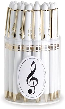 Vienna World: Pen Box - Treble Clef (White/Gold) Box Of 24