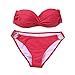 Produktbild TINGSU Frauen Sexy 8 Farben Ring Link Push Up Gepolsterter BH Bikini Set Top und Böden Badeanzug Beachwear Anzug (wenig Rot, S)