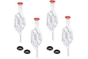 ASFINS Gorgogliatore Vino, 4 Pezzi Gorgogliatore Fermentazione Airlocks e 20 Pezzi Silicone Gommino, per Produrre Birra Vino Sottaceti Kimchi Conservare Fermentare Crauti, 10mm