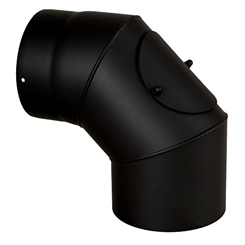 Ofenrohr, Rauchrohr, Bogen, Senotherm, 90°, mit Tür, ø 120 mm Schwarz