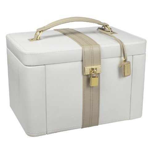 Dulwich Designs Luxus Leder Schmuckkästchen 71022, cremefarben, zweifarbig