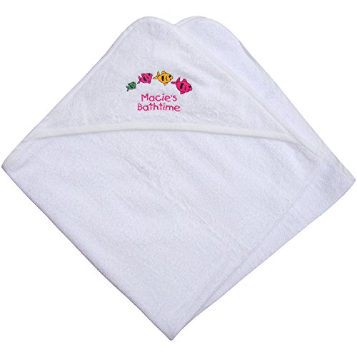 Baby Boys & Girls Personalised Name Super Soft Hooded Bath Time Towel (Pink Embroidery)