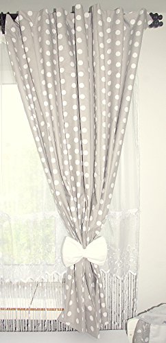 Baby's Comfort NURSERY BABY CURTAINS WITH TIE BACKS (12 NEWEST DESIGNS) (2 - Grey Spots)