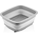Katlanabilir Tıpalı Badya, Gri, 9 Litre, 37 x 31,4 x 5,4 cm, &Ccedil;ok Ama&ccedil;lı Leğen, Yer Kaplamayan Tasarım