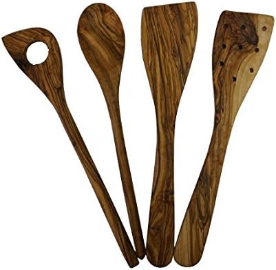 Olive Wood Kitchen Utensil Set of 4 Olive Wood Spatula Cooking Utensil Set