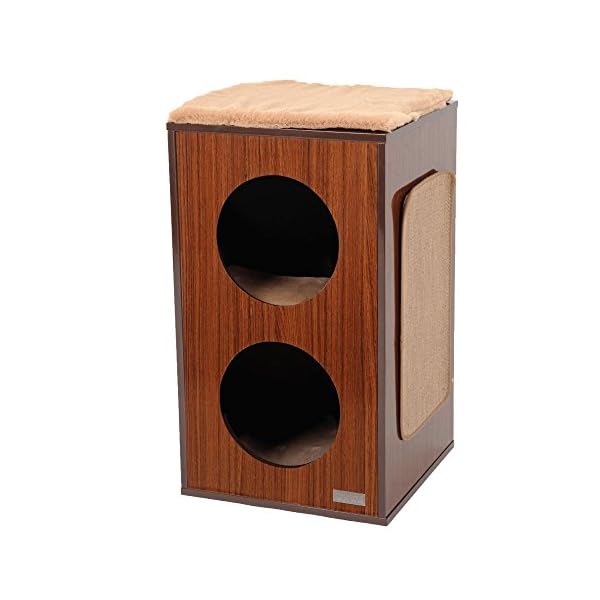HTZ Cat's Climbing Frame Buco di Gatto Giocattoli per Gatti Doppio Foro Rotondo Letto Cat Legno Cioccolato Pet Letto Cat…