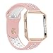 Produktbild Fitbit Blaze Tragegurt mit Rahmen, Zyra Sport Silikon Soft Band mit Belüftungslöcher und Rose Gold/Schwarz Edelstahl Rahmen für Fitbit Blaze Smart Fitness Watch klein/groß, damen, White/Pink + Rose Gold Frame
