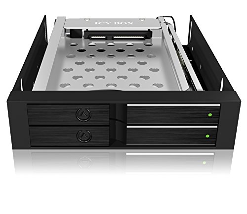 Icy Box IB-2227StS 3,5″ Wechselrahmen für 2x 2,5″ (6,35 cm) SATA III HDD/SSD, trägerlos, abschließbar (schwarz) - 4