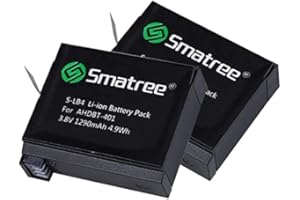 Smatree Batería de Repuesto de 1290 mAh (Paquete de 2) Compatible con AHDBT-401 GoPro HERO4 Negro/Plata (Solo para GoPro HERO4)