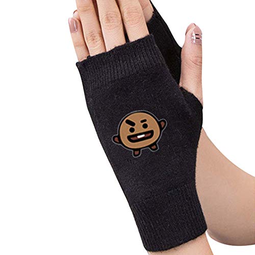 GOTH Perhk KPOP BTS Bangtan Boys Gloves with Five Fingers and Half Finger Knit Gloves Fingerless Gloves Warm and Fashion