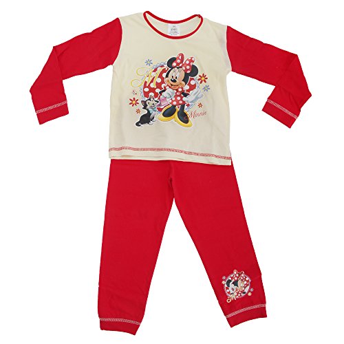 Disney Childrens Girls Minnie Mouse Flowers Long Sleeve Top & Bottoms Pyjama Set (18-24 Months) (Pale Yellow/Red)